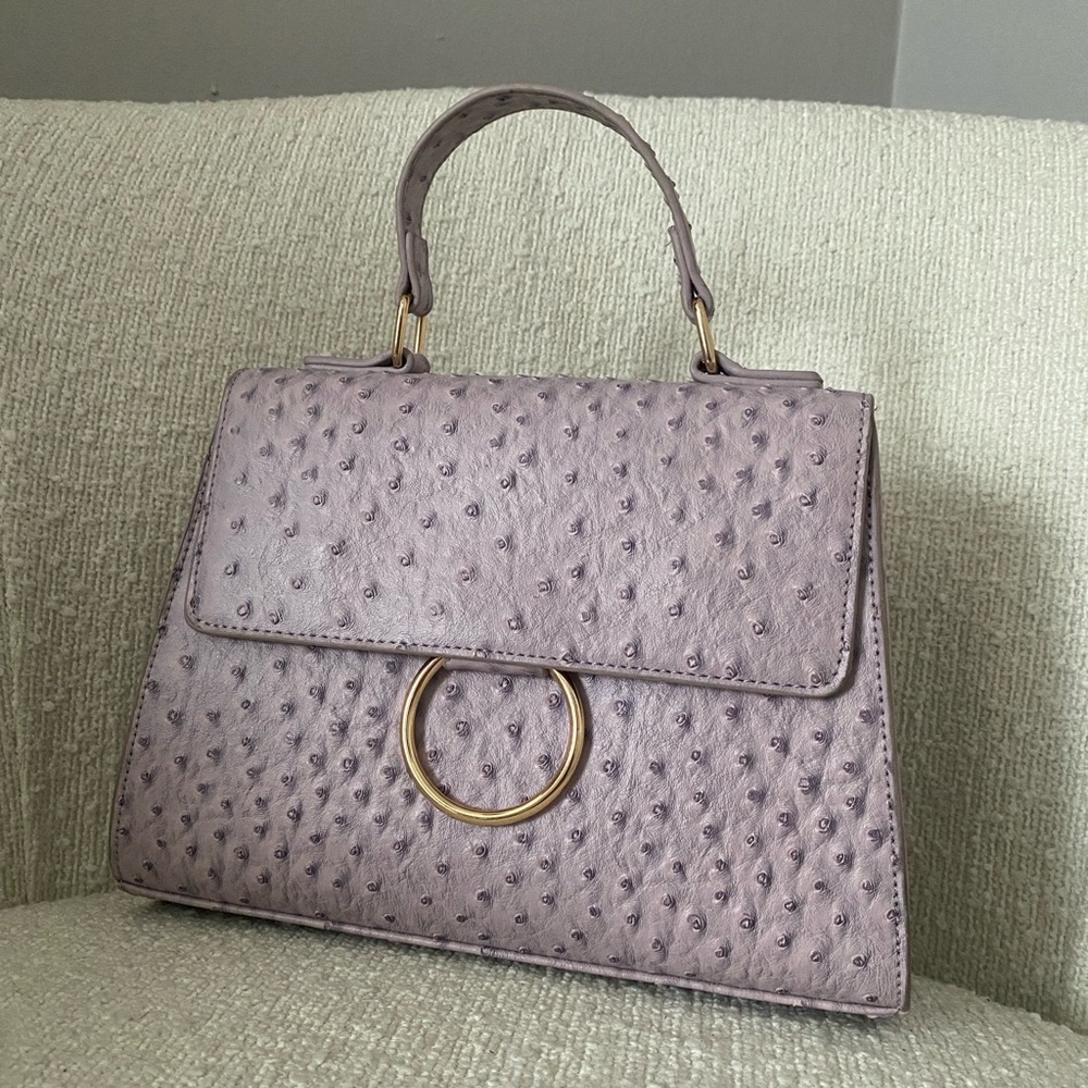 Faux Ostrich Light Purple Crossbody Bag